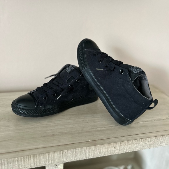 Converse size 4 street mid sneakers all black thick tongue low skater - Picture 4 of 9